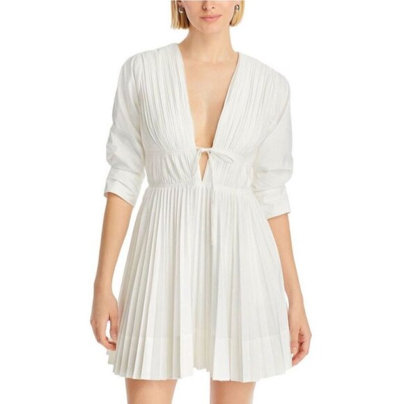 NWT Jonathan Simkhai Steph Pleated Mini Dress - Picture 1 of 11